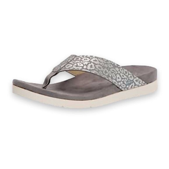Spenco Orthotic Thong Sandals in Grey Shimmer Cheetah Print 9.5 - Picture 15 of 15